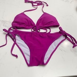 Bikini padded triangle top side tie scrunch butt size SMALL
